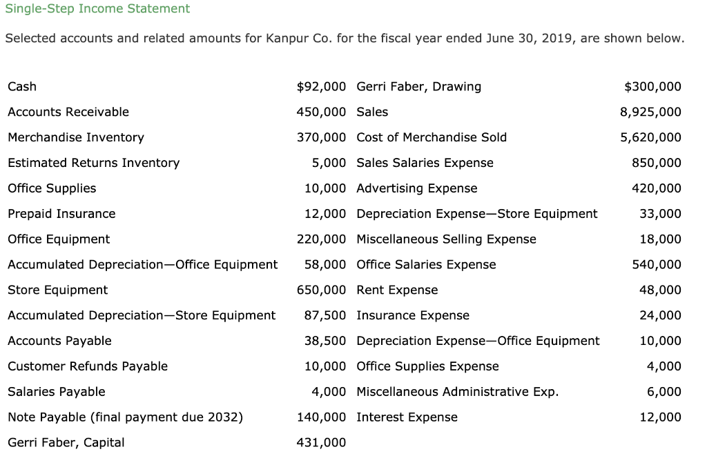 solved-single-step-income-statement-selected-accounts-and-chegg