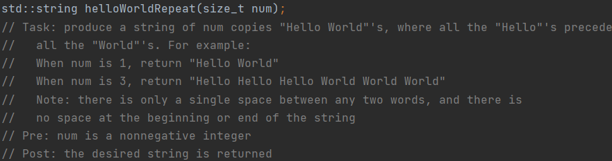 Solved std::string helloWorldRepeat(size_t num); // Task: | Chegg.com