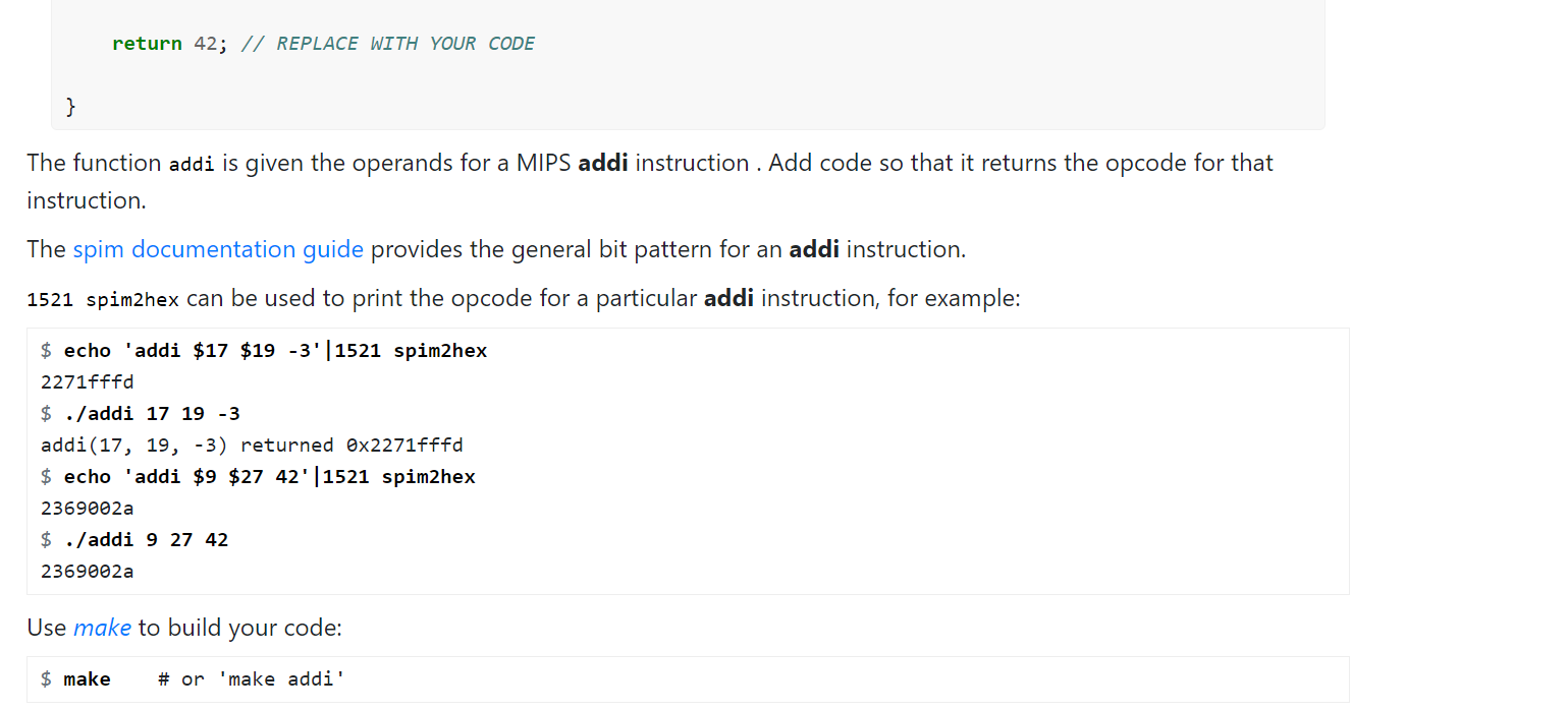 Solved EXERCISE INDIVIDUAL Create An addi Instruction Your