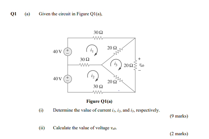 Solved Q1 (a) Given the circuit in Figure Q1(a), 302 2012 40 | Chegg.com
