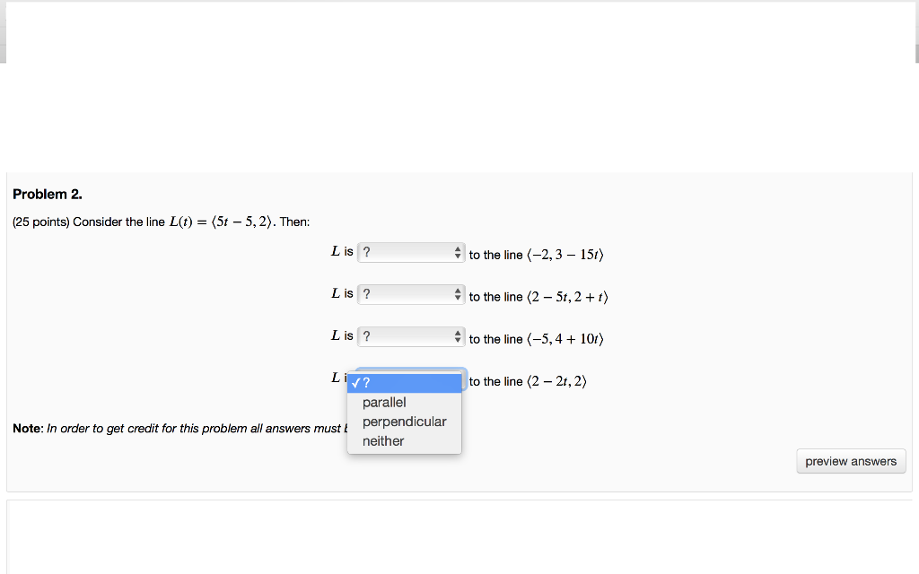 Solved Problem 2 25 Points Consider The Line Lt 5t 2123