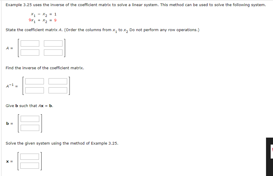 Solved Example 3.25 uses the inverse of the coefficient | Chegg.com