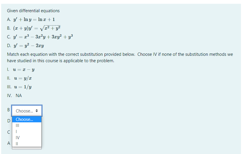 Solved Given Differential Equations A. Y′+lny=lnx+1 B. | Chegg.com