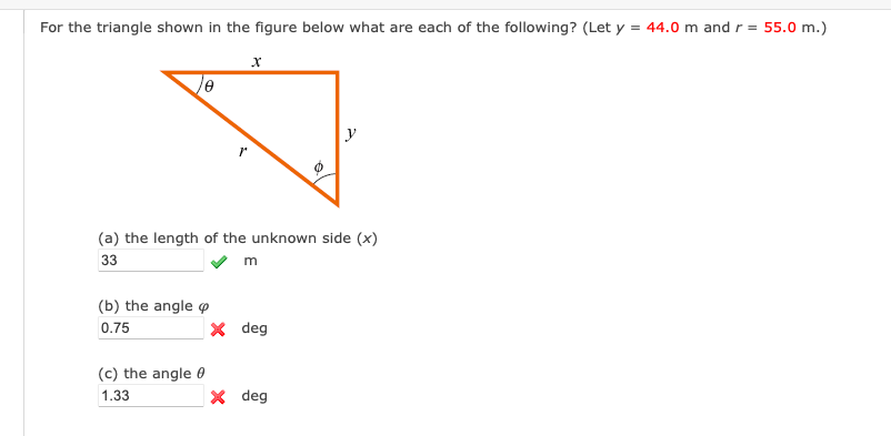 Solved For the triangle shown in the figure below what are | Chegg.com