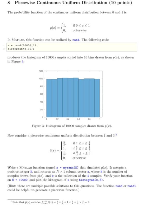 Solved 8 Piecewise Continuous Uniform Distribution (10 | Chegg.com