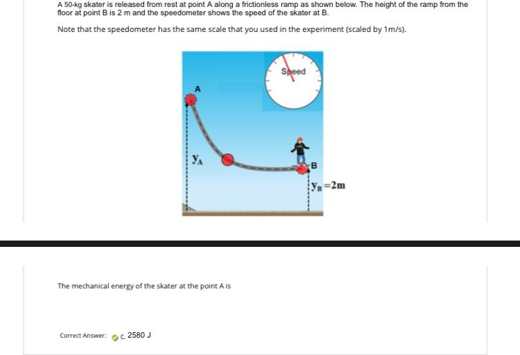 Solved A 50-kg skater is released from rest at point A along | Chegg.com