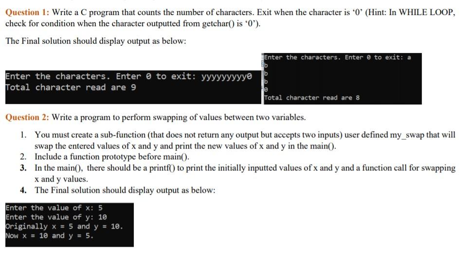 Solved Question 1: Write a C program that counts the number | Chegg.com