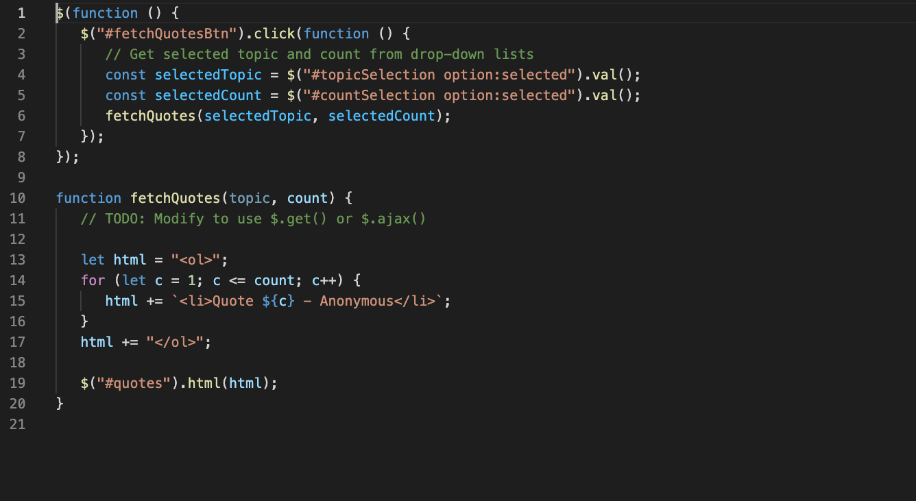 9.11 LAB: Quote web API (jQuery) In this lab, you | Chegg.com