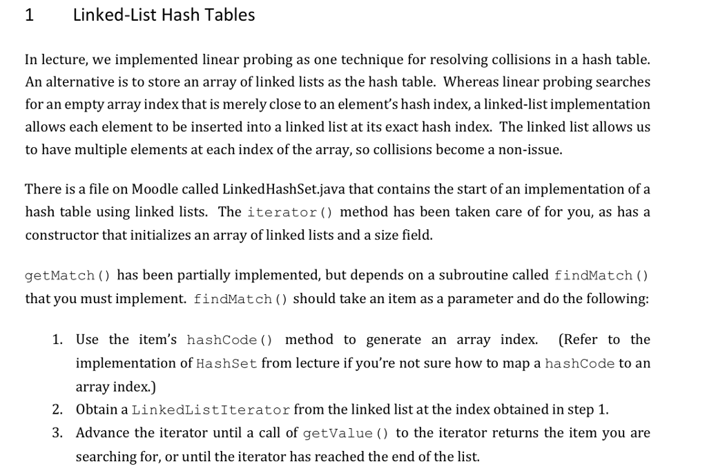 Solved 1 Linked-List Hash Tables In lecture, we implemented | Chegg.com