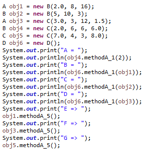 Solved A obj1 = new B(2.0, 8, 16); B obj2 = new B(5, 10, 3); | Chegg.com