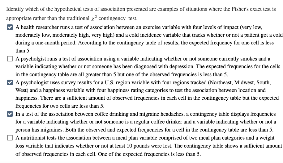 Solved Identify which of the hypothetical tests of | Chegg.com