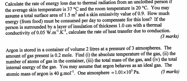 Solved Calculate the rate of energy loss due to thermal | Chegg.com