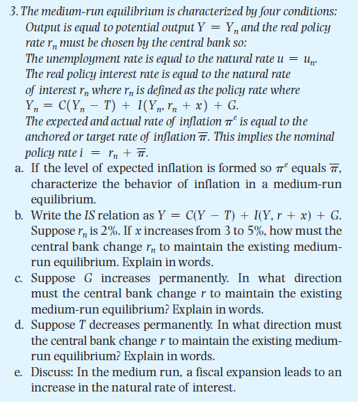 Solved = 3. The Medium-run Equilibrium Is Characterized By | Chegg.com