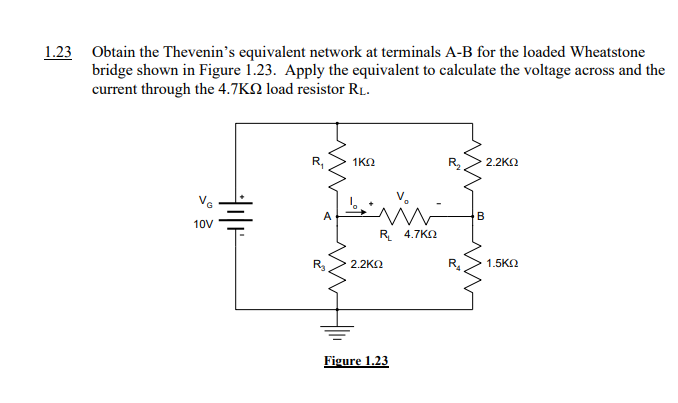 Solved 1.23 Obtain the Thevenin's equivalent network at | Chegg.com