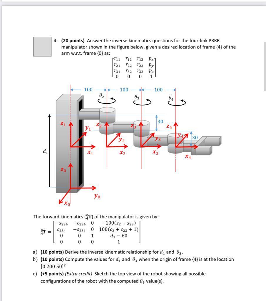 Solved 4. (20 points) Answer the inverse kinematics | Chegg.com