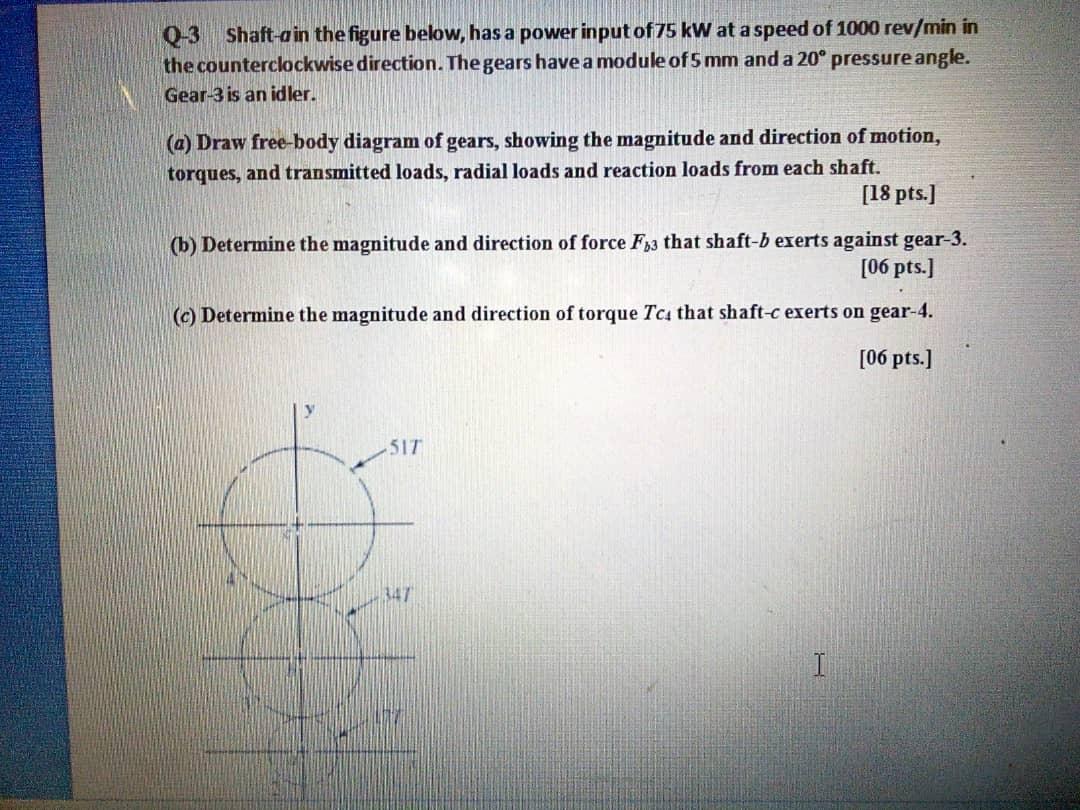 Solved 0-3 Shaft-a in the figure below, has a power input of | Chegg.com