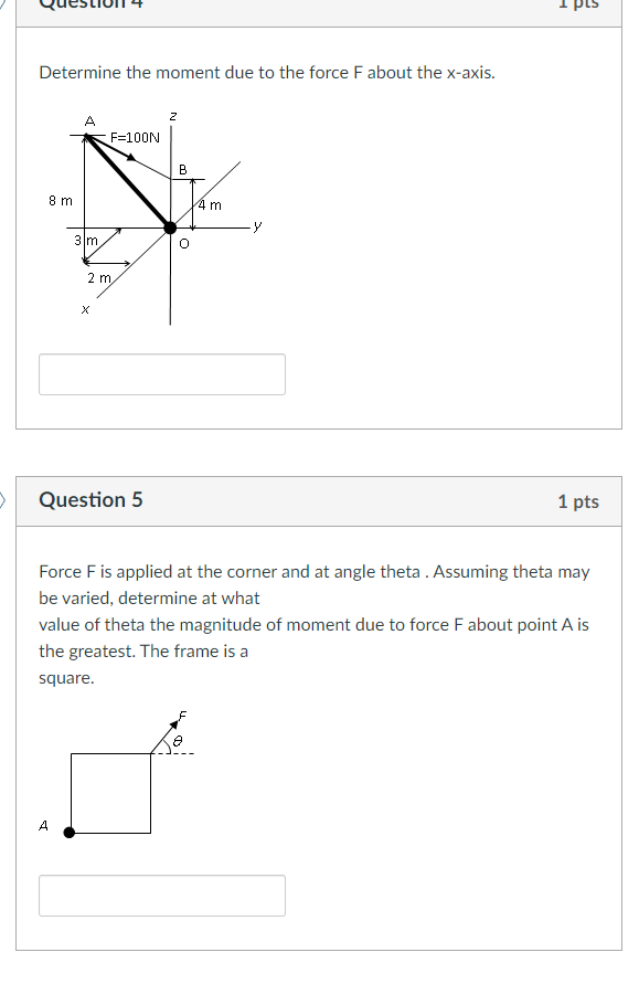 Solved Determine the moment due to the force F about the | Chegg.com