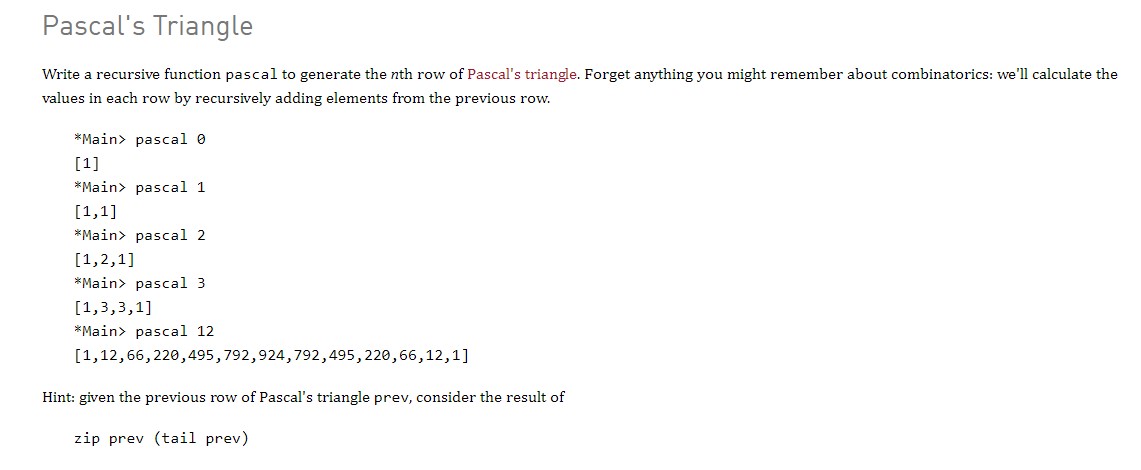 Solved Pascals Iriangle Write a recursive function pascal to