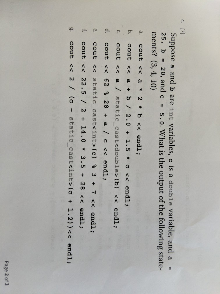 Solved 4. [7] Suppose A And B Are Int Variables, C Is A | Chegg.com