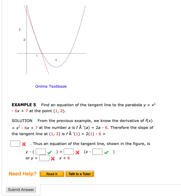 Solved Find An Equation Of The Tangent Line To The Parabola Chegg Com