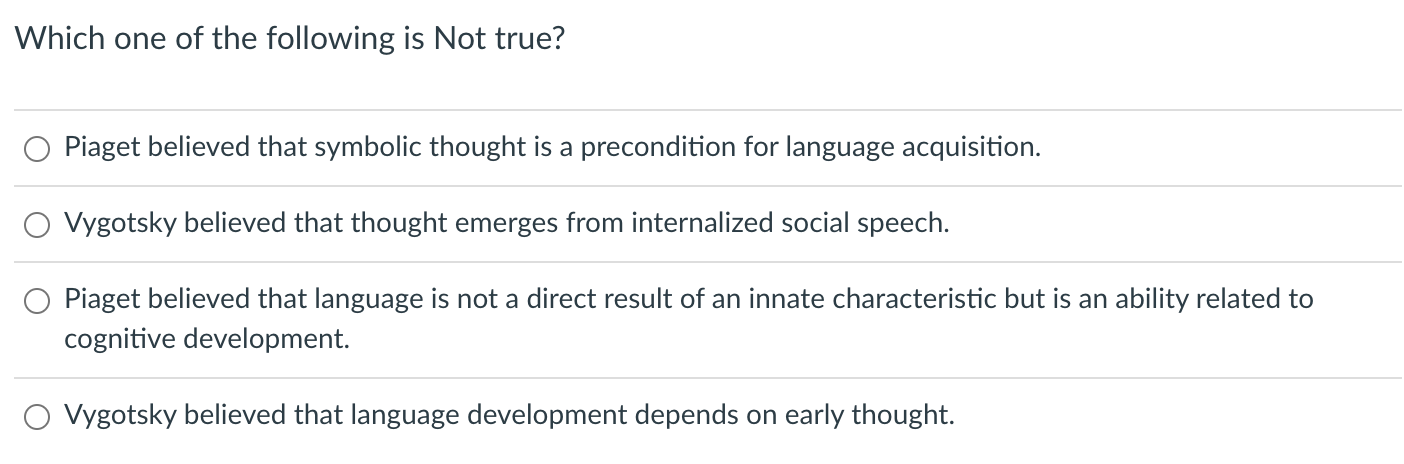 Solved Which one of the following is Not true Piaget Chegg