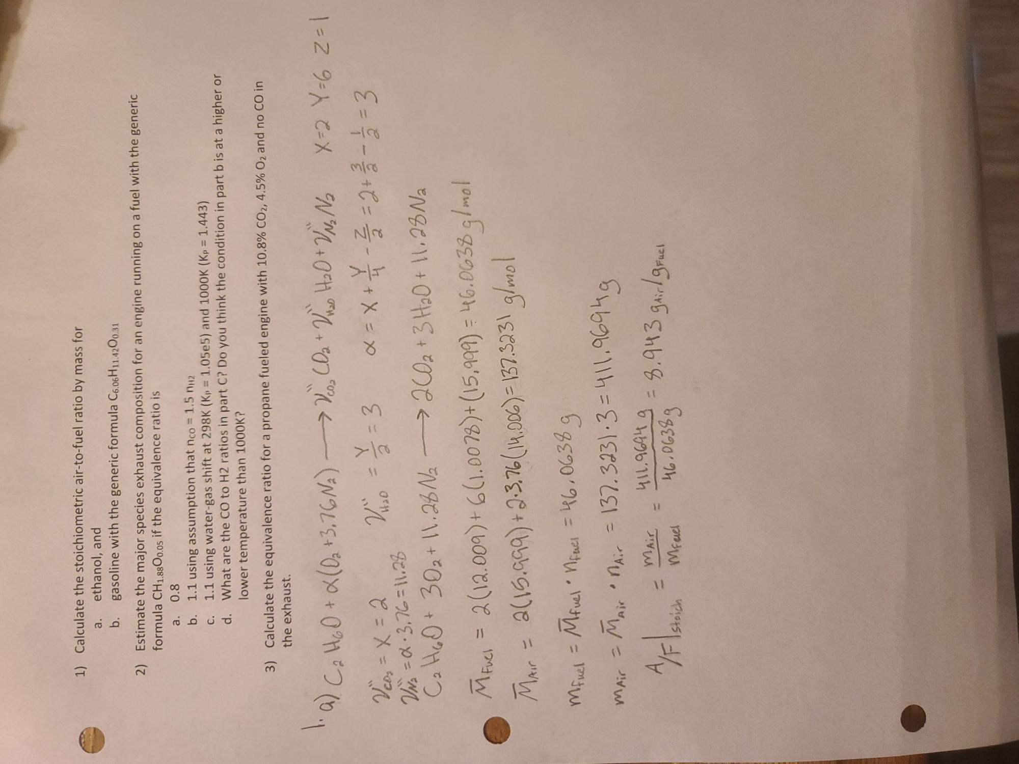 [Solved] Calculate the stoichiometric airtofuel ratio by