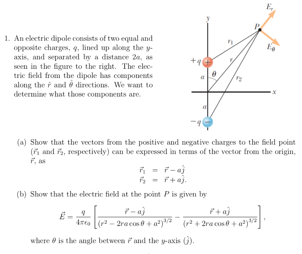 Solved O Q 1 An Electric Dipole Consists Of Two Equa Chegg Com