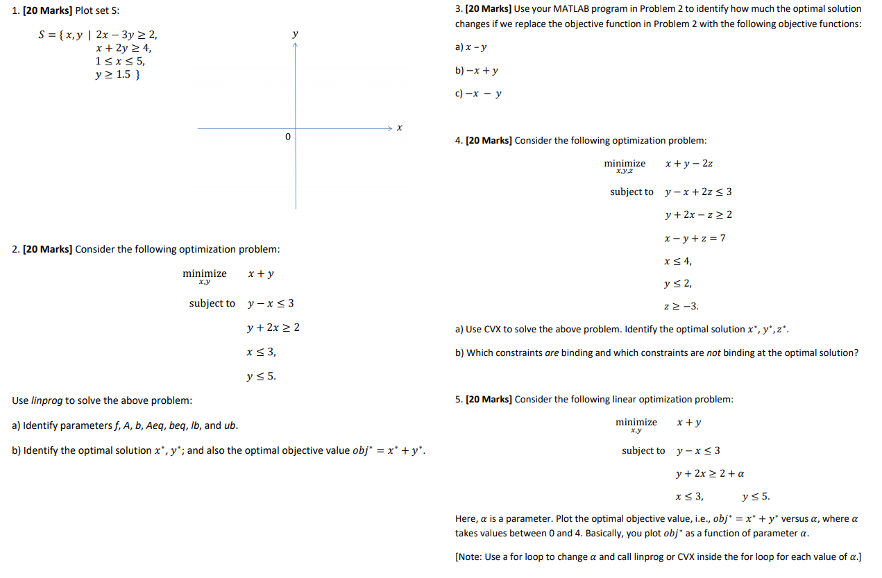 Solved 1. [20 Marks) Plot set S: 3. [20 Marks] Use your | Chegg.com