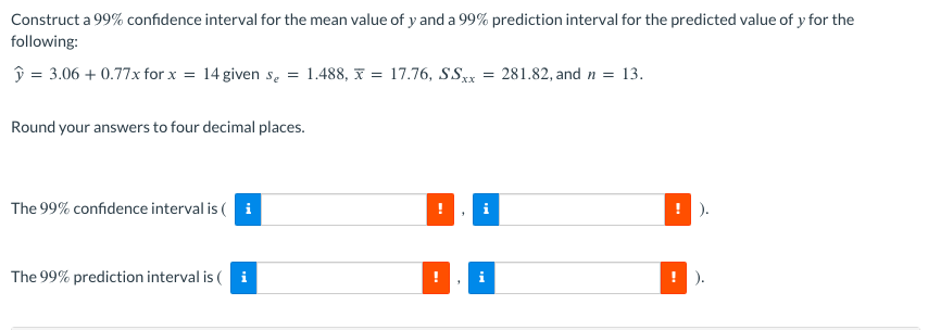 Solved Construct a 99% confidence interval for the mean | Chegg.com