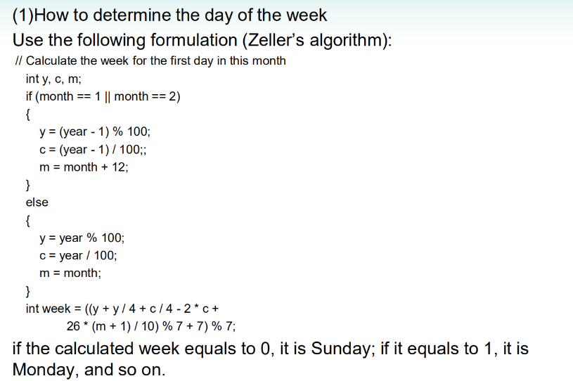 Solved (1)How to determine the day of the week Use the | Chegg.com