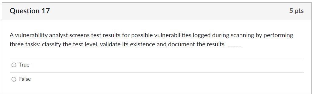 Solved A Vulnerability Analyst Screens Test Results For Chegg Com