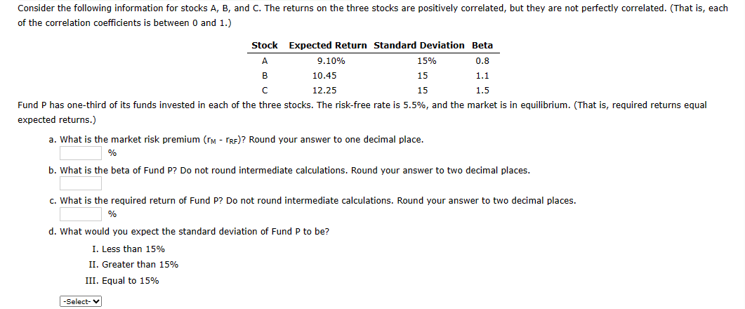 Solved Consider The Following Information For Stocks A,B, | Chegg.com