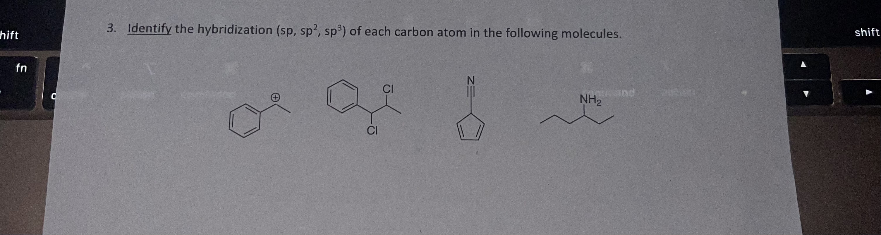 Solved 3. Identify the hybridization (sp,sp2,sp3) of each | Chegg.com
