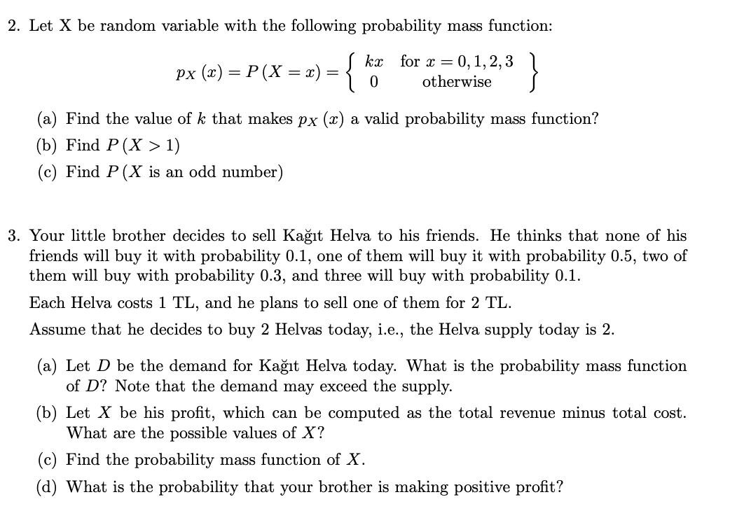 Solved 2. Let X be random variable with the following | Chegg.com