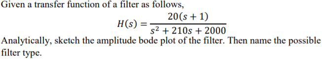 Solved Given a transfer function of a filter as follows, | Chegg.com