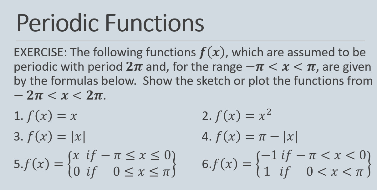 period of different functions