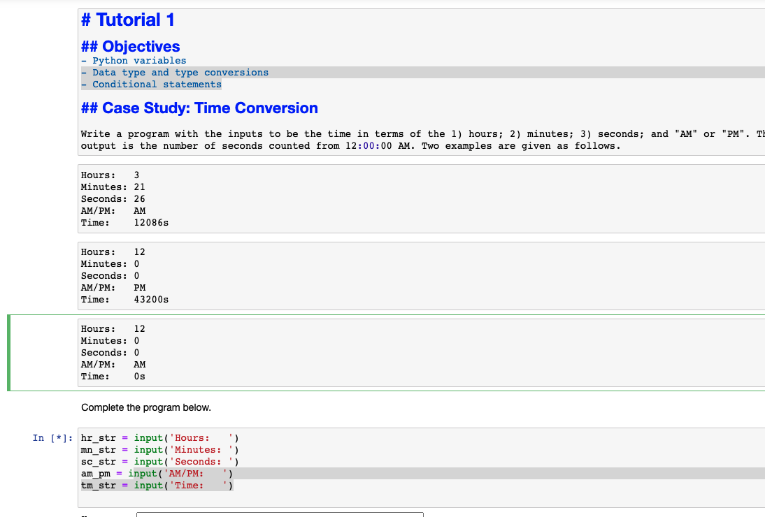 Solved # Tutorial 1 ## Objectives - Python variables Data | Chegg.com