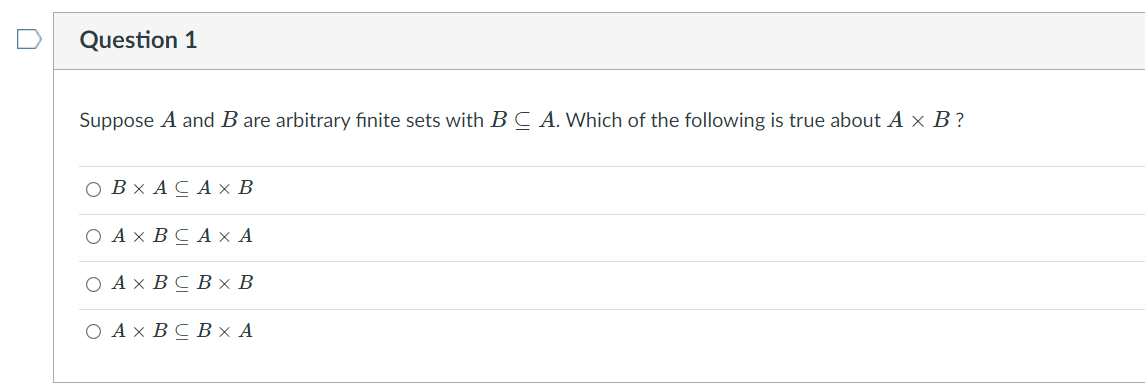 Solved Question 1 Suppose A And B Are Arbitrary Finite Sets | Chegg.com