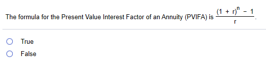 Solved The Formula For The Present Value Interest Factor Of 5402