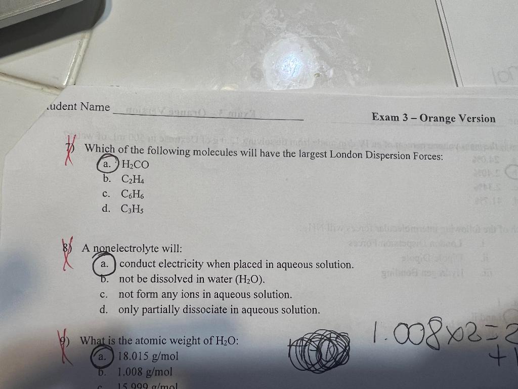 Solved 7 Which of the following molecules will have the Chegg