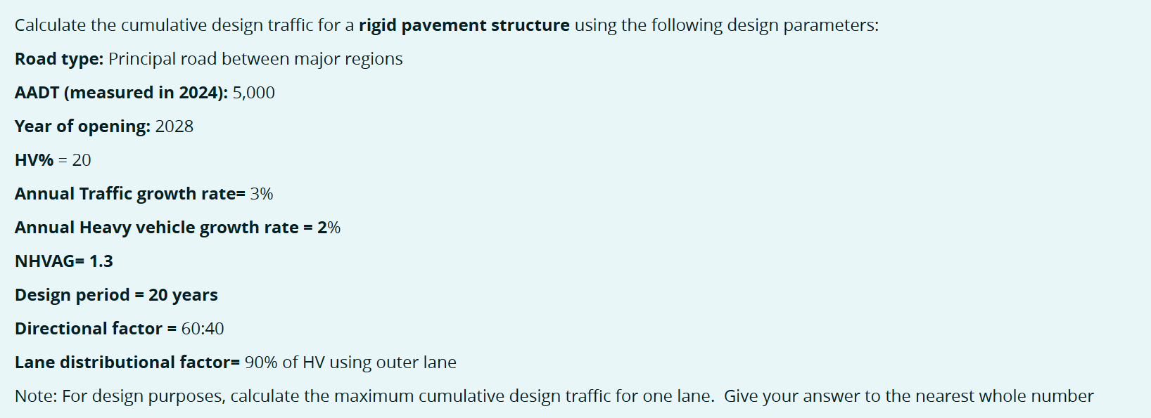 Solved Calculate the cumulative design traffic for a rigid | Chegg.com