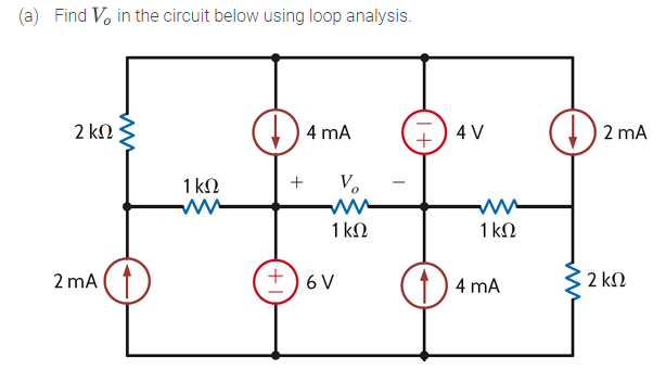 Solved (a) Find Vo In The Circuit Below Using Loop Analysis. 