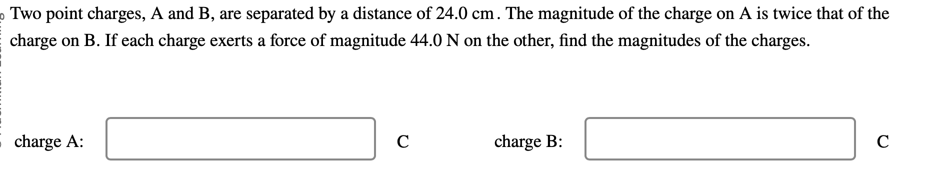 Solved Two Point Charges, A And B, Are Separated By A | Chegg.com