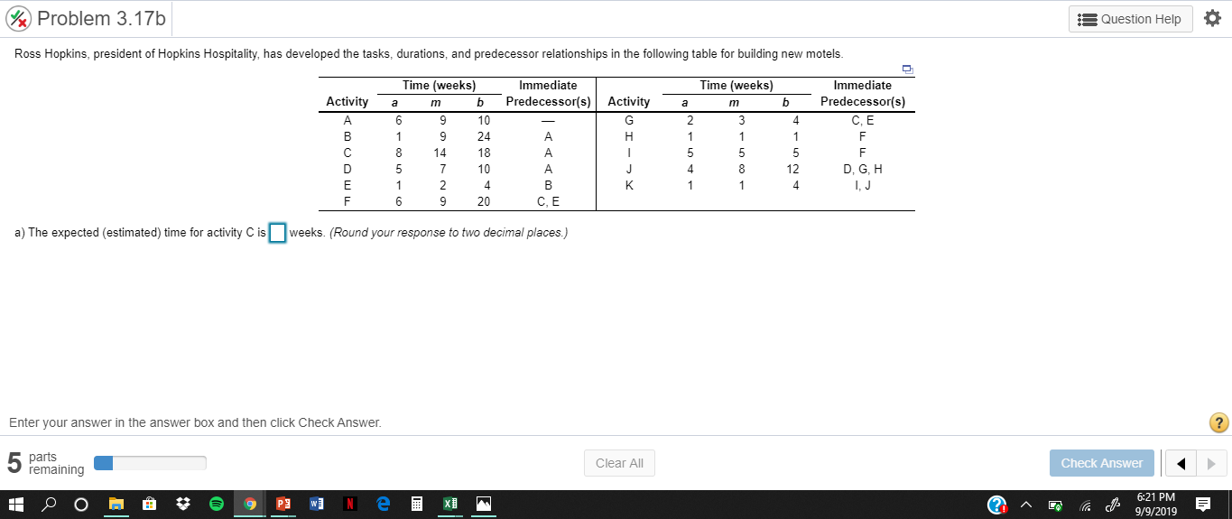 Solved Question Continued : B) The Variance For Activity C | Chegg.com