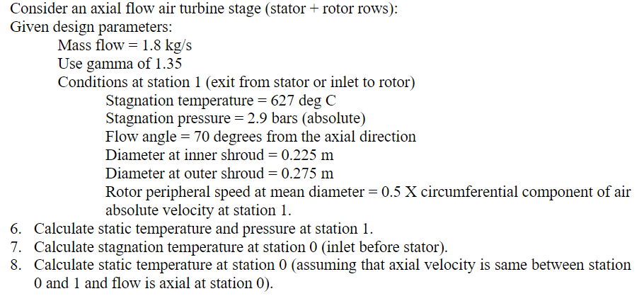 Solved Consider an axial flow air turbine stage (stator + | Chegg.com