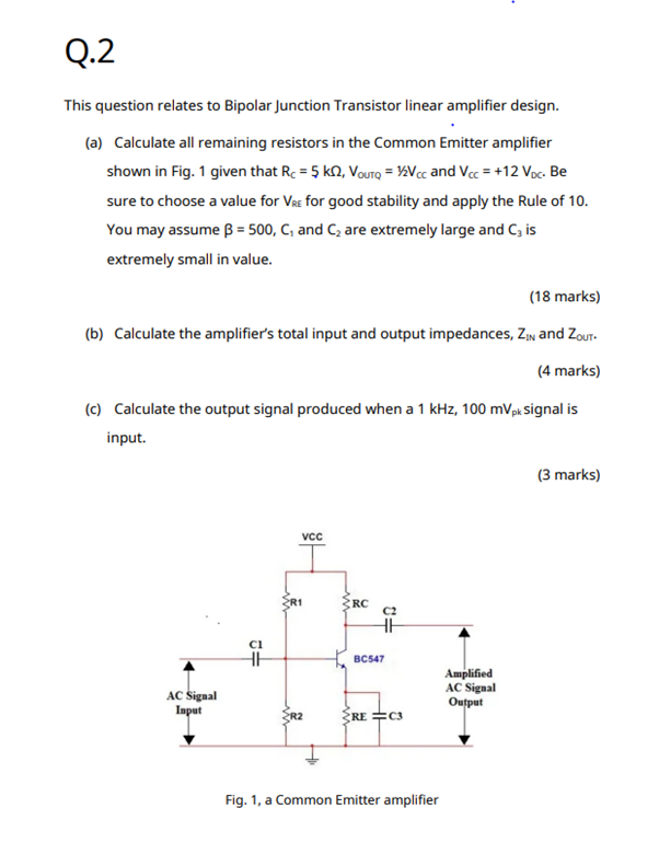 Solved Q.2 This question relates to Bipolar Junction | Chegg.com