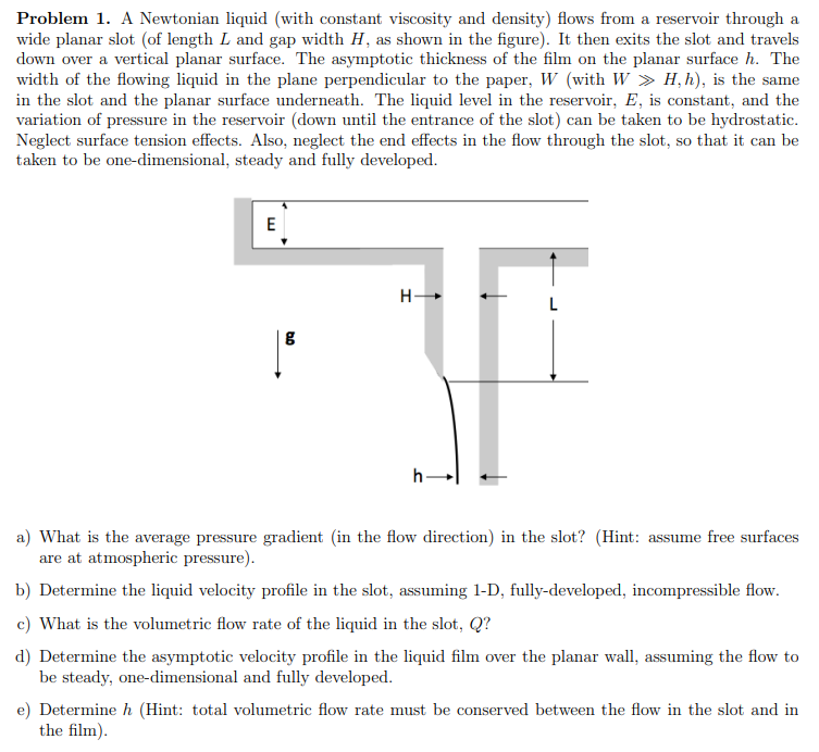 Solved Problem 1. A Newtonian liquid (with constant | Chegg.com