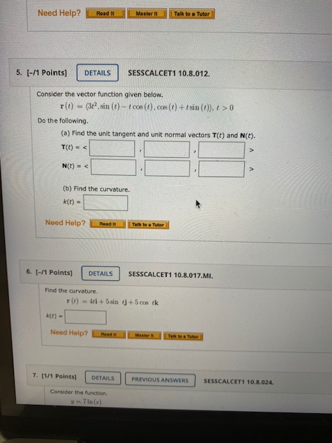 Solved Need Help? Read it Master it Talk to a Tutor 5. (-/1 | Chegg.com