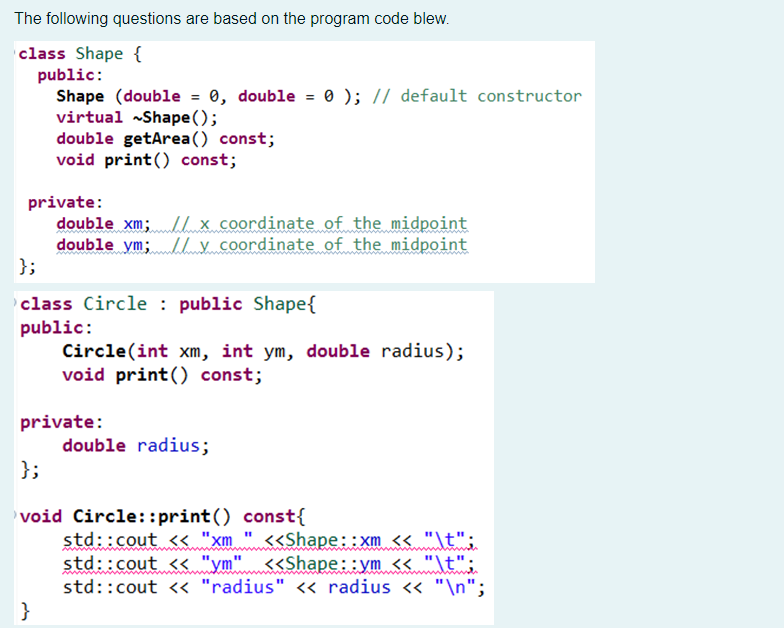 Solved Slass Panel \{ public: void refresh(Shape); \} void | Chegg.com