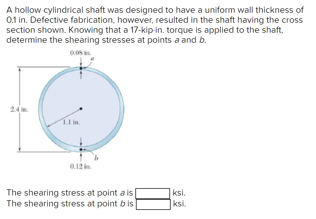Solved A hollow cylindrical shaft was designed to have a
